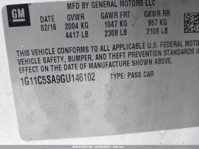 1G11C5SA9GU146102 Chevrolet Malibu Limited Lt