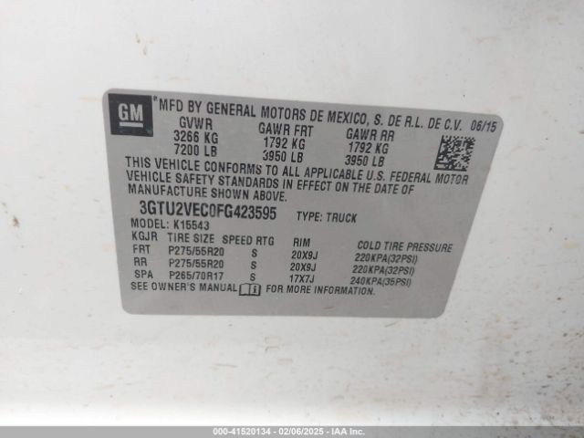 3GTU2VEC0FG423595 GMC Sierra 1500 Slt