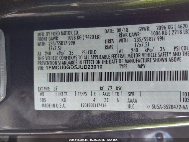 Ford ESCAPE SE 2018 1FMCU0GD5JUD23010 Image 9