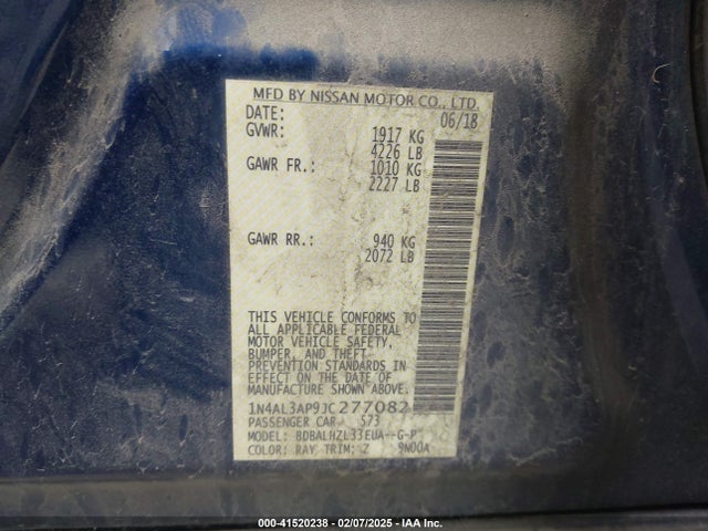 1N4AL3AP9JC277082 Nissan Altima 2.5 Sr