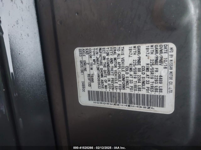 JN8AT2MT1HW380832 Nissan Rogue Sl