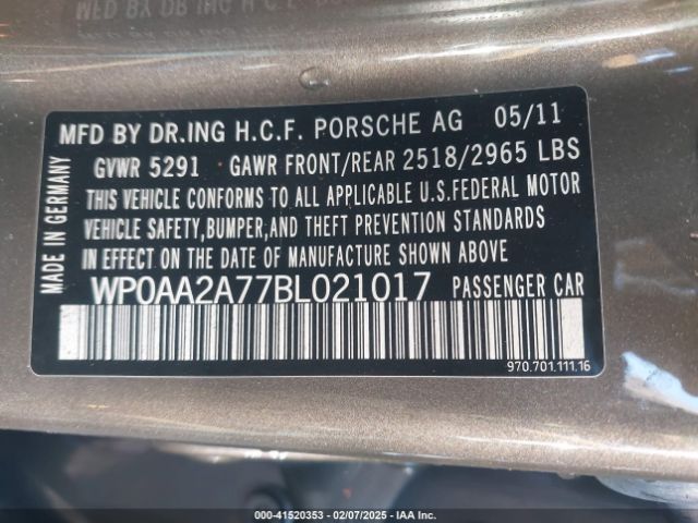 2011 PORSCHE PANAMERA WP0AA2A77BL021017 Photo 8
