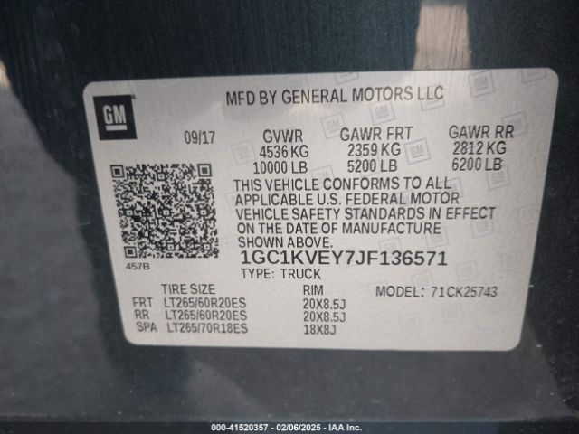 1GC1KVEY7JF136571 Chevrolet Silverado 2500hd Lt