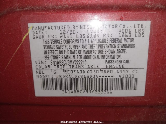 3N1AB8CV9MY222216 Nissan Sentra Sv Xtronic Cvt