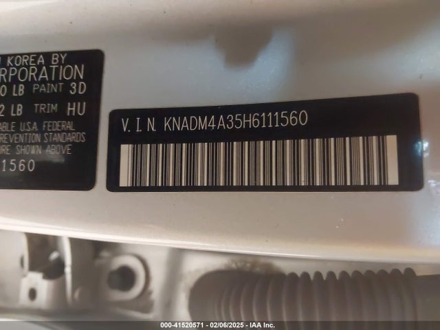KNADM4A35H6111560 KIA RIO LX