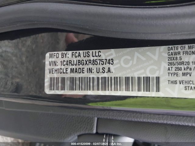 1C4RJJBGXR8575743 Jeep Grand Cherokee L Limited 4x2