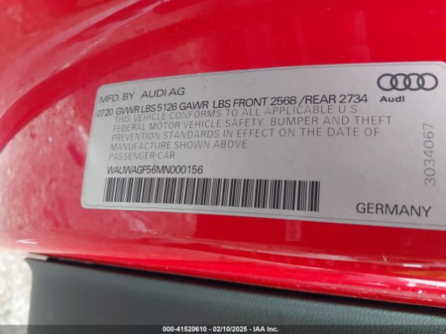 WAUWAGF56MN000156 Audi A5 Cabriolet Premium Plus 45 Tfsi Quattro S Tronic