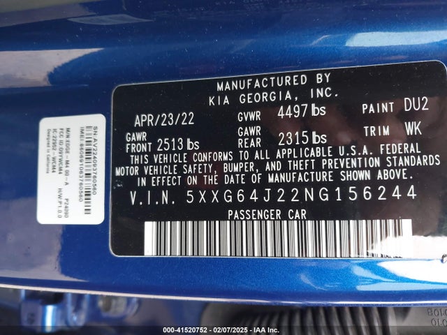 5XXG64J22NG156244 KIA K5 Gt-line