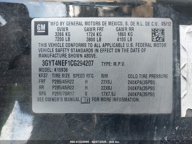 2012 CADILLAC ESCALADE EXT 3GYT4NEF1CG294207 Photo 8