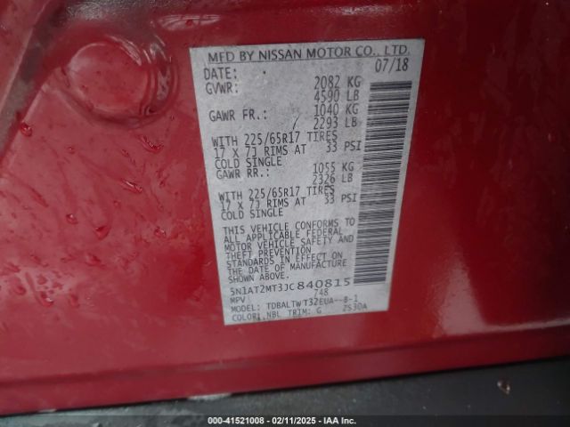 5N1AT2MT3JC840815 Nissan ROGUE SV