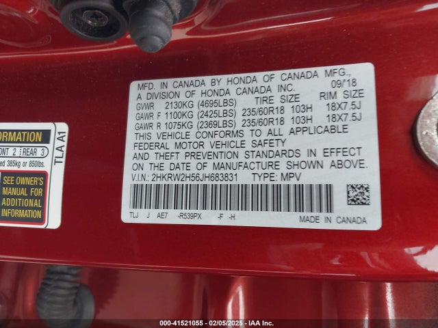 2HKRW2H56JH683831 Honda CR-V EX