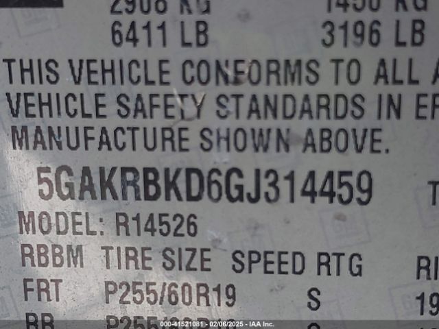 5GAKRBKD6GJ314459 Buick Enclave Leather