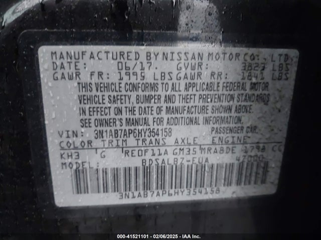 3N1AB7AP6HY354158 Nissan SENTRA S