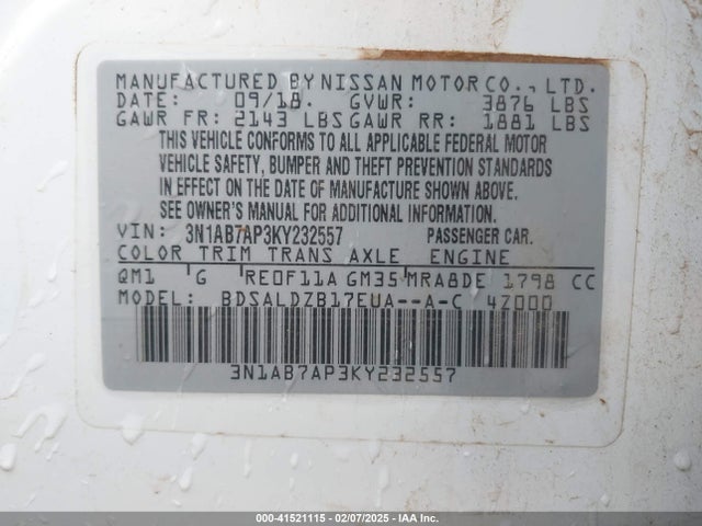 Nissan SENTRA SV 2019 3N1AB7AP3KY232557 Image 9