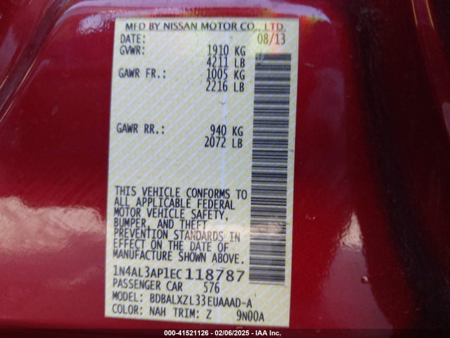 Nissan Altima 2.5 Sl 2014 1N4AL3AP1EC118787 Image 9
