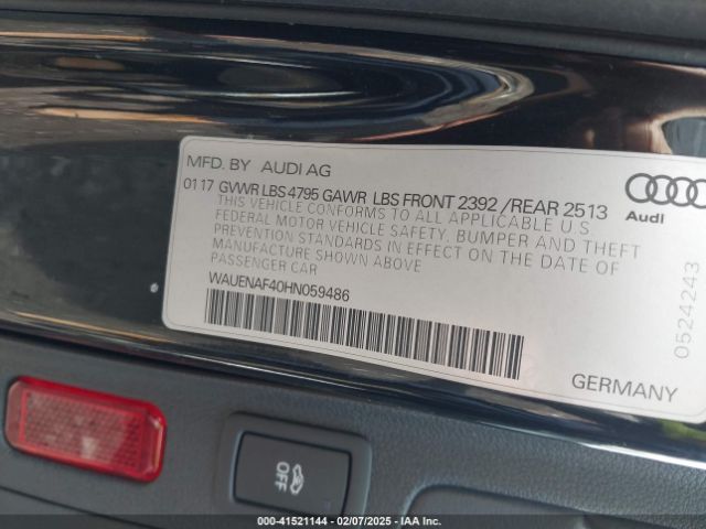 WAUENAF40HN059486 Audi A4 2.0t Premium