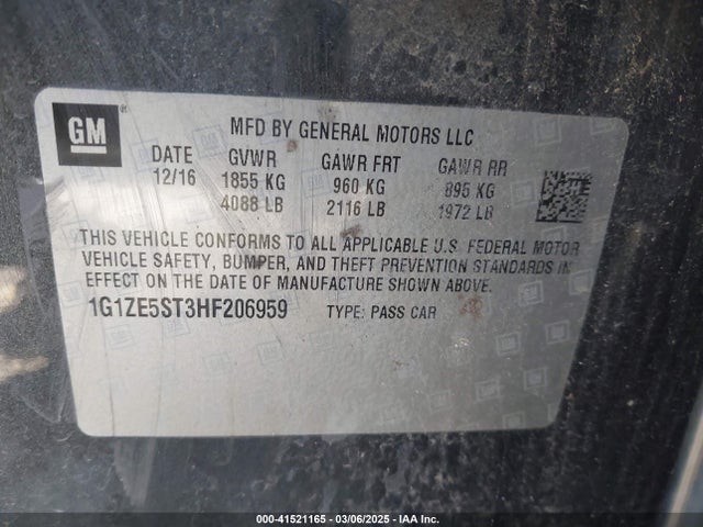 Chevrolet MALIBU 1LT 2017 1G1ZE5ST3HF206959 Image 9