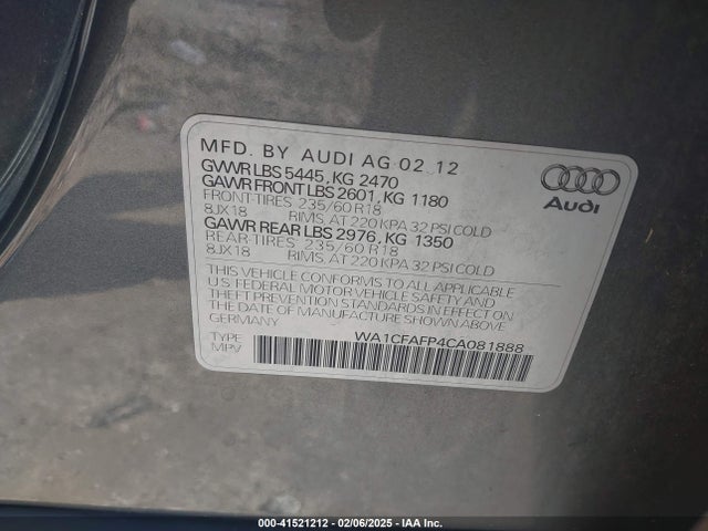 2012 AUDI Q5 WA1LFAFP4CA081888 Photo 8