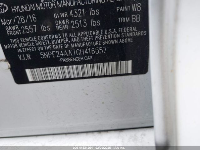 5NPE24AA7GH416557 Hyundai SONATA ECO