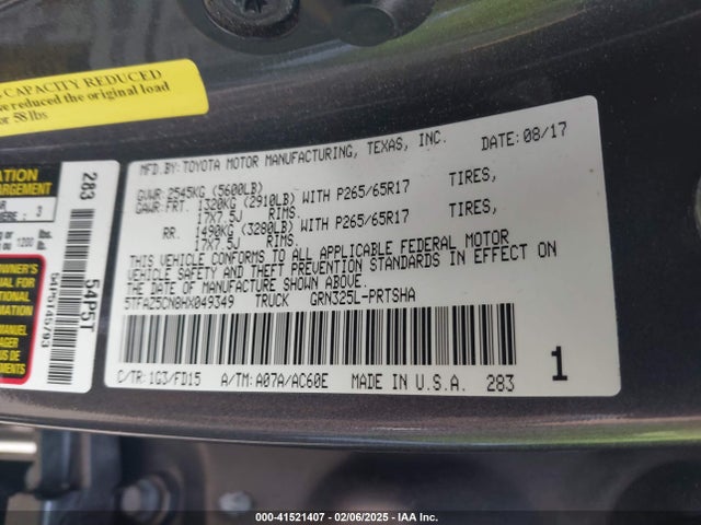 5TFAZ5CN8HX049349 Toyota Tacoma Trd Sport