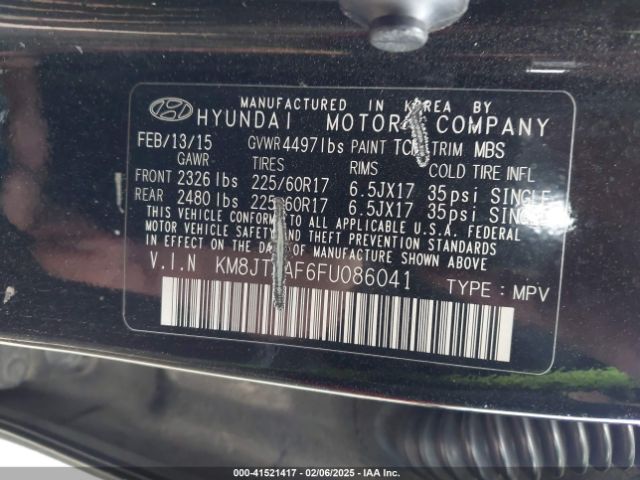 KM8JT3AF6FU086041 Hyundai TUCSON GLS