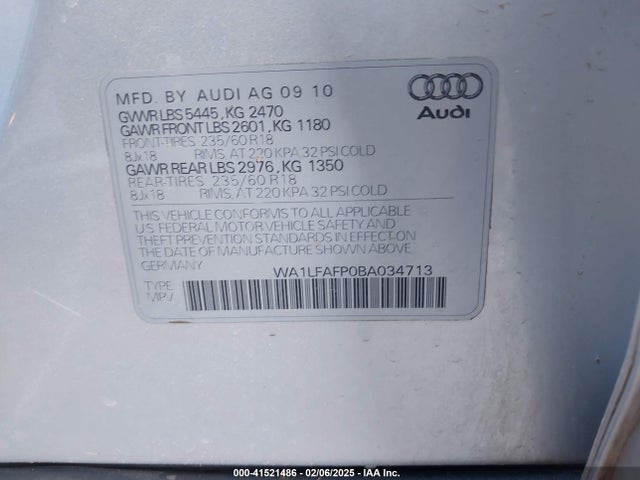 2011 AUDI Q5 WA1LFAFP0BA034713 Photo 8