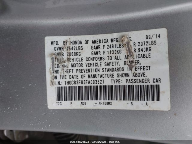 1HGCR3F85FA003627 Honda Accord Ex-l V-6