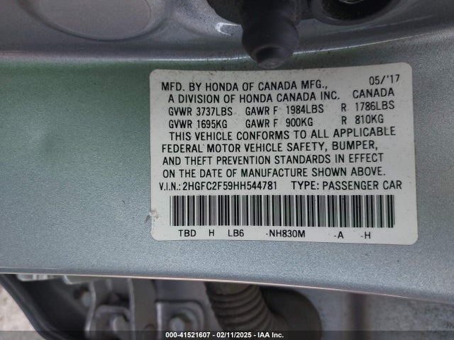 2HGFC2F59HH544781 Honda Civic Lx