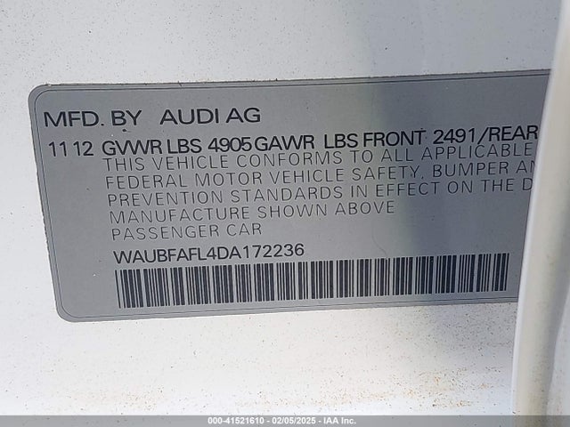 2013 AUDI A4 WAUBFAFL4DA172236 Photo 8