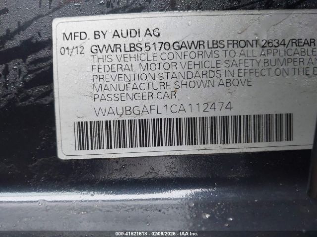 2012 AUDI S4 WAUBGAFL1CA112474 Photo 8