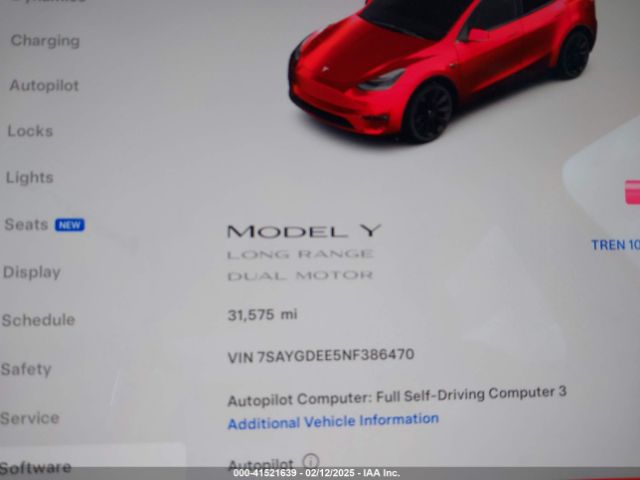 7SAYGDEE5NF386470 Tesla Model Y Long Range Dual Motor All-wheel Drive