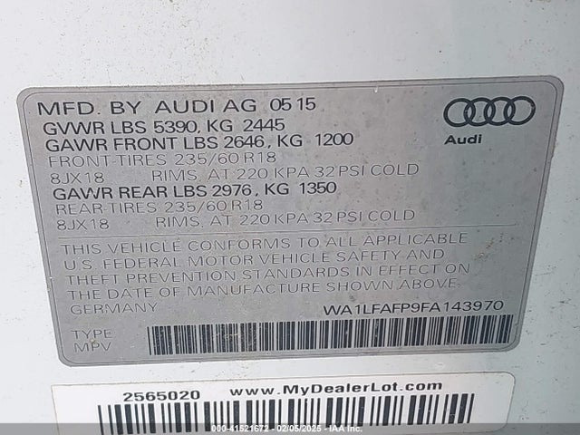 Audi Q5 2.0t Premium 2015 WA1LFAFP9FA143970 Image 9