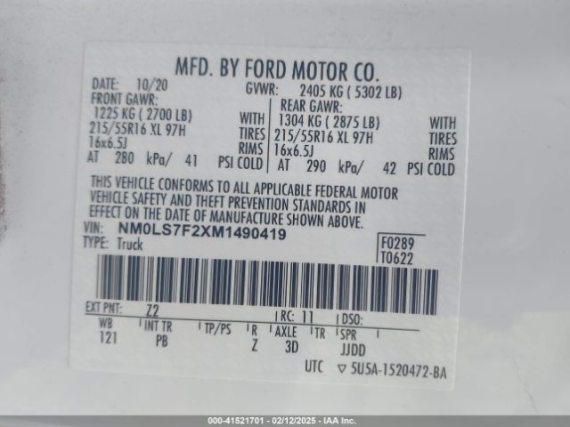 NM0LS7F2XM1490419 Ford Transit Connect Xlt Cargo Van