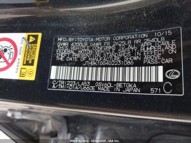 JTHBK1GG4G2231086 Lexus ES 350