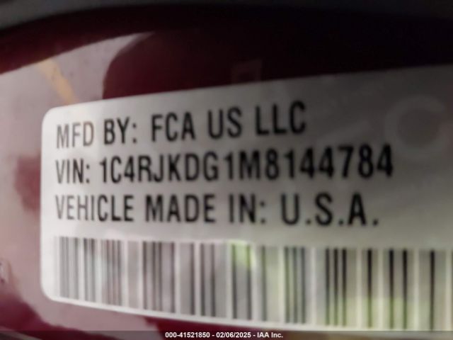 1C4RJKDG1M8144784 Jeep Grand Cherokee L Overland 4x4