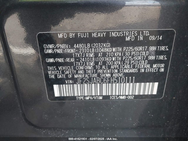 JF2SJABC6FH510111 Subaru Forester 2.5i