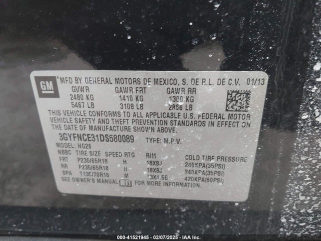 2013 CADILLAC SRX 3GYFNCE31DS580089 Photo 8