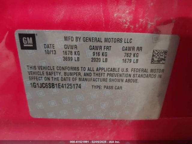 1G1JC6SB1E4125174 Chevrolet Sonic Lt Auto