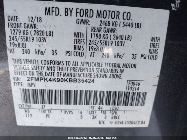 2019 FORD EDGE 2FMPK4K90KBB35424 Photo 8