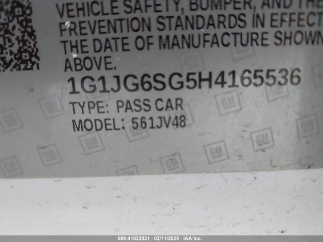 1G1JG6SG5H4165536 Chevrolet Sonic Lt Auto