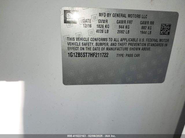 1G1ZB5ST7HF211722 Chevrolet MALIBU LS