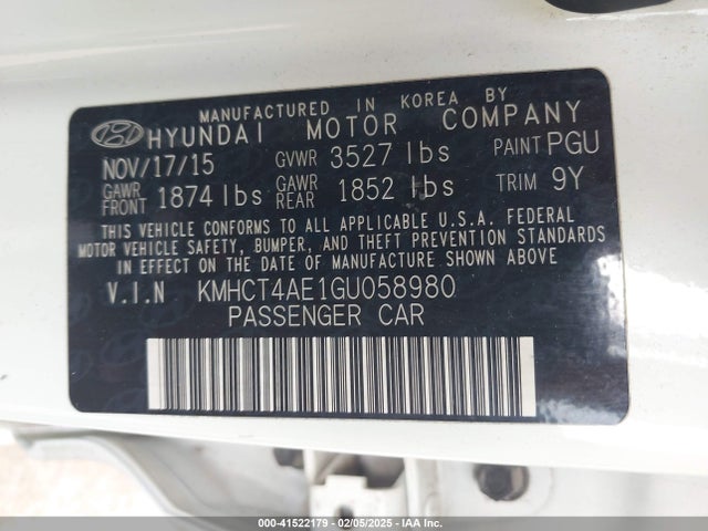 Hyundai ACCENT SE 2016 KMHCT4AE1GU058980 Image 9