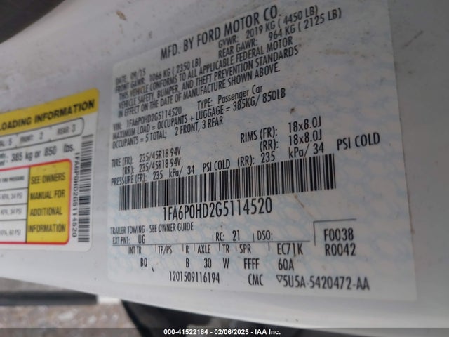 Ford FUSION SE 2016 1FA6P0HD2G5114520 Image 9