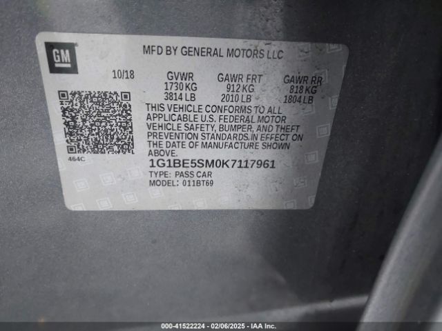 1G1BE5SM0K7117961 Chevrolet CRUZE LT