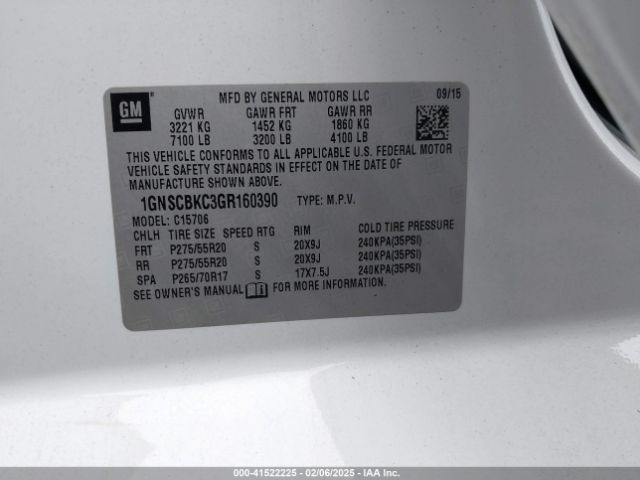 2016 CHEVROLET TAHOE 1GNSCBKC3GR160390 Photo 8