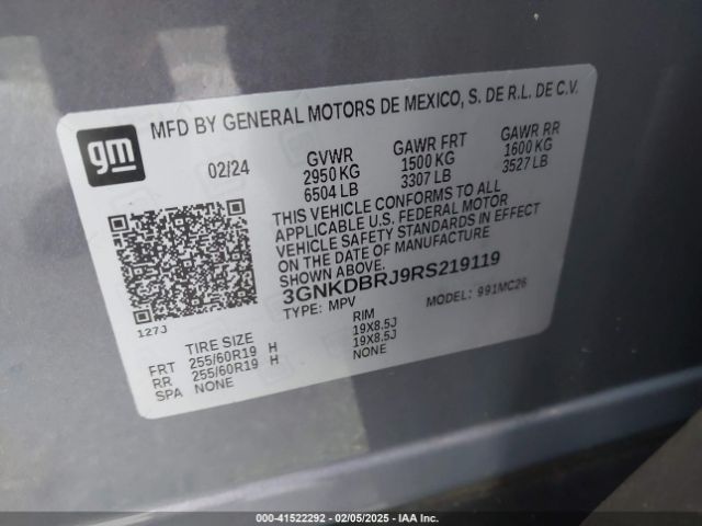 3GNKDBRJ9RS219119 Chevrolet Blazer Ev Eawd 2lt