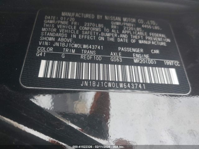 JN1BJ1CW0LW643741 Nissan Rogue Sport S Awd Xtronic Cvt