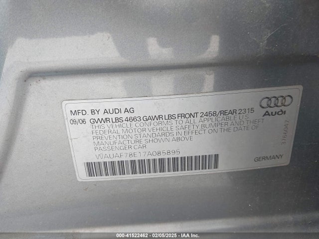 2007 AUDI A4 WAUAF78E17A085895 Photo 8