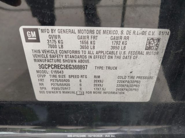 3GCPCREC3EG368897 Chevrolet Silverado 1500 1lt