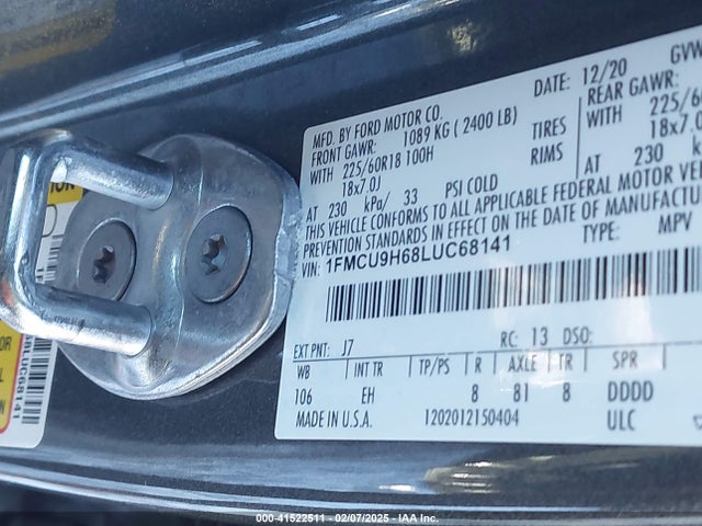 Ford ESCAPE SEL 2020 1FMCU9H68LUC68141 Image 9